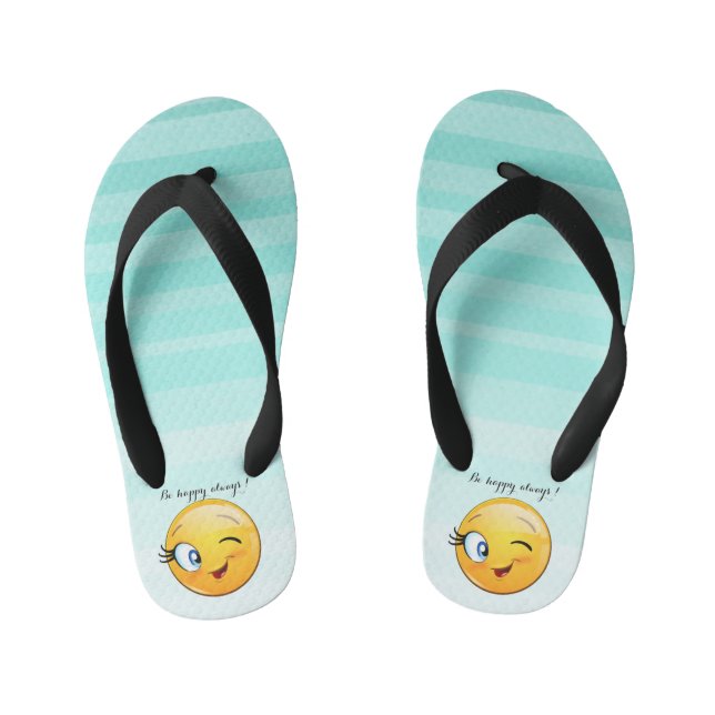 Adorable Winking Emoji Face-Sei immer glücklich Kinderbadesandalen (Fußbett)