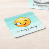 Adorable Winking Emoji Face-Sei immer glücklich Rechteckiger Pappuntersetzer (angewinkelt)