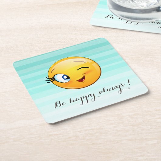 Adorable Winking Emoji Face-Sei immer glücklich Rechteckiger Pappuntersetzer (angewinkelt)