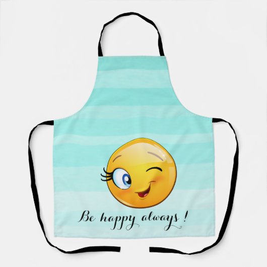 Adorable Winking Emoji Face-Sei immer glücklich Schürze (Vorderseite)