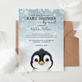 Adorable Winter Baby Penguin Baby Dusche per Mail Einladung