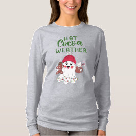 Adorable Winter Ghost & Hot Cocoa Graphic Shirt