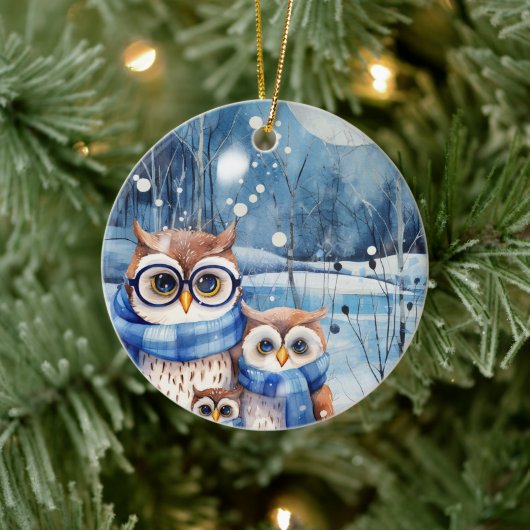 Adorable Winter Owl Familie Weihnachtsschmuck (Baum)