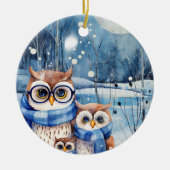 Adorable Winter Owl Familie Weihnachtsschmuck (Vorne)