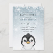 Adorable Winter Pinguin Baby Dusche Einladung (Vorderseite)