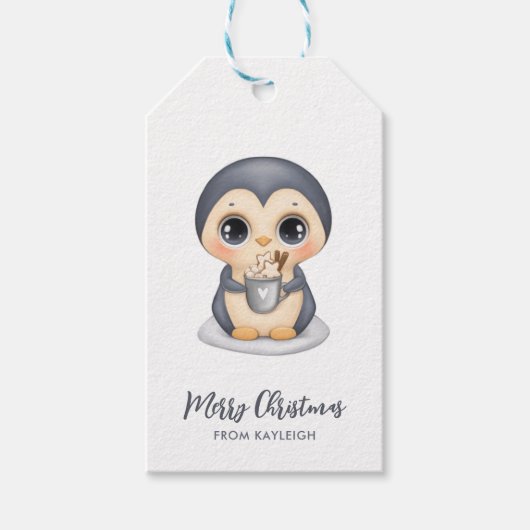 Adorable Winter Pinguin Geschenketiketten Geschenkanhänger (Vorderseite)