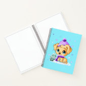 Adorable Winter Puppy Dog Art Turquoise Notebook Notizblock (Innenseite)