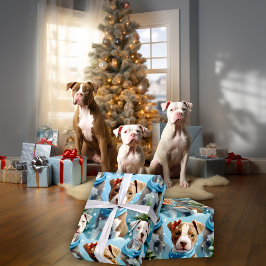 Adorable Winter Snowflake Pitbullwelpen Geschenkpapier
