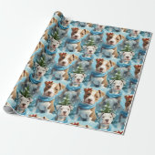 Adorable Winter Snowflake Pitbullwelpen Geschenkpapier (Ungerollt)