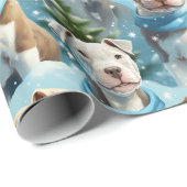 Adorable Winter Snowflake Pitbullwelpen Geschenkpapier (Rolleneckpunkt)