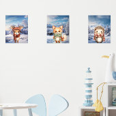 Adorable Winter Woodland Tiere Wall Print Set