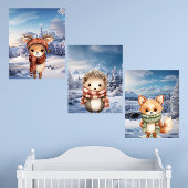Adorable Winter Woodland Tiere Wall Print Set