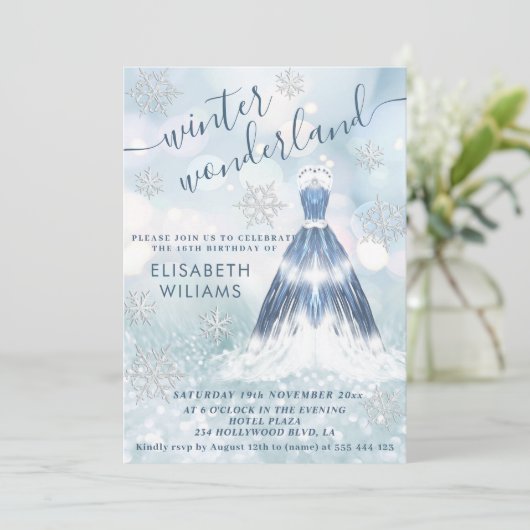 Adorable Winter Wunderland Glitzer ombre Süß 16 Einladung (Stehend Vorderseite)
