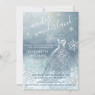 Adorable Winter Wunderland Glitzer ombre Süß 16 Einladung