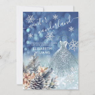 Adorable Winter Wunderland Glitzer ombre Süß 16 Einladung