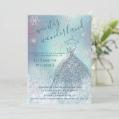 Adorable Winter Wunderland Glitzer ombre Süß 16 Einladung (Stehend Vorderseite)