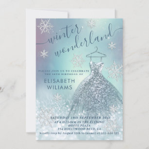 Adorable Winter Wunderland Glitzer ombre Süß 16 Einladung