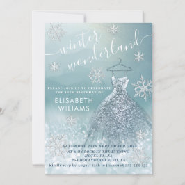 Adorable Winter Wunderland Glitzer ombre Süß 16 Einladung