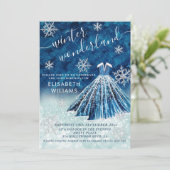 Adorable Winter Wunderland Glitzer ombre Süß 16 Einladung (Stehend Vorderseite)