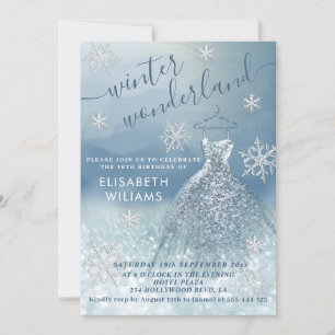 Adorable Winter Wunderland Glitzer ombre Süß 16 Einladung