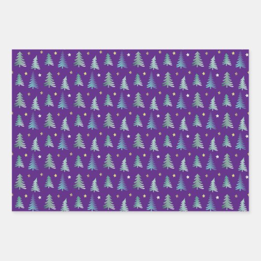 Adorable Winterdelikatbäume, Weihnachten Geschenkpapier Set (Vorderseite)