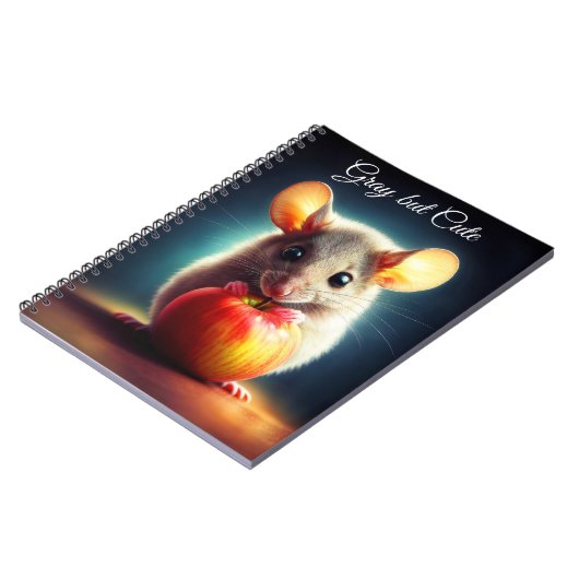 Adorable winzige Nagetier mit nahem rotem Apfel Notizblock (Linke Seite)