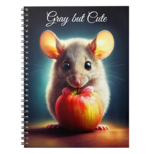 Adorable winzige Nagetier mit nahem rotem Apfel Notizblock
