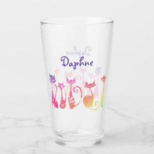 Adorable Wirble Silhouette Katzen Glas