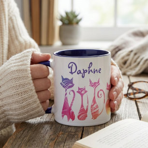 Adorable Wirble Silhouette Katzen Tasse