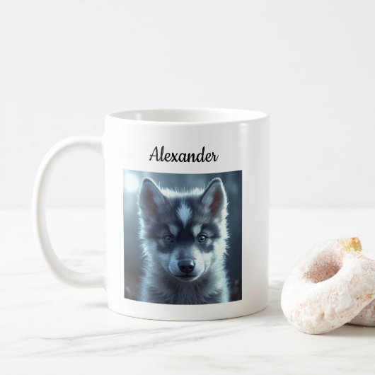 Adorable Wolf Baby in the Moonlight Kaffeetasse (Mit Donut)