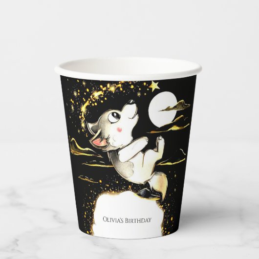 Adorable Wolf Birthday Pappbecher (Vorderseite)