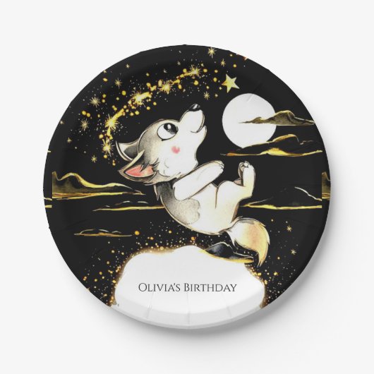 Adorable Wolf Birthday Pappteller (Vorderseite)