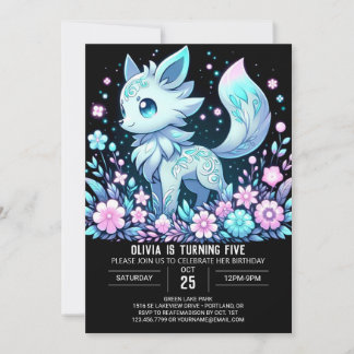 Adorable Wolf Digital Geburtstag Einladung