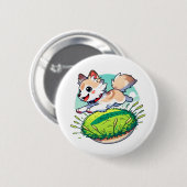 Adorable Wolfenkuchen springen durch ein Feld Button (Vorne & Hinten)