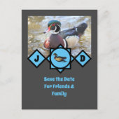 Adorable Wood Duck Monogram Foto Einladungspostkarte (Vorderseite)
