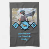 Adorable Wood Duck Monogram Foto Geschirrtuch (Vertikal)