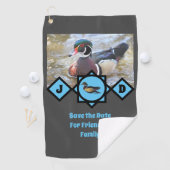Adorable Wood Duck Monogram Foto Golfhandtuch (Insitu)