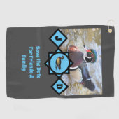 Adorable Wood Duck Monogram Foto Golfhandtuch (Horizontal)