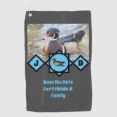Adorable Wood Duck Monogram Foto Golfhandtuch (Vorderseite)