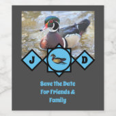 Adorable Wood Duck Monogram Foto Weinetikett (Einzelnes Label)