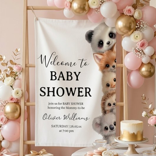 Adorable Woodland Animals Baby Shower Banner