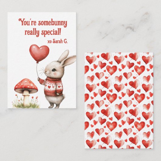 Adorable Woodland Animals Kid's Valentine Card Mitteilungskarte (Vorne/Hinten)