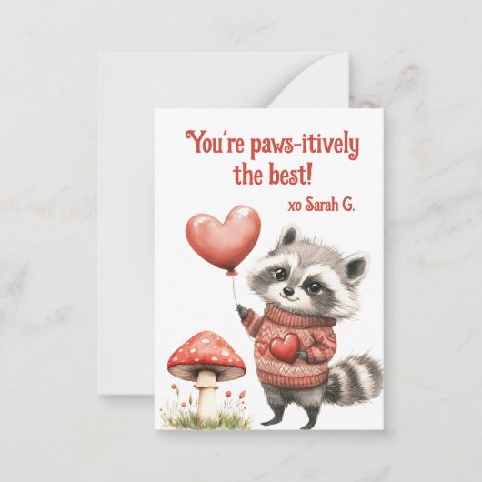 Adorable Woodland Animals Kid's Valentine Card Mitteilungskarte (Vorderseite)
