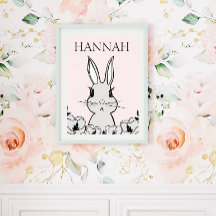 Adorable Woodland Baby Bunny Magnolia Floral