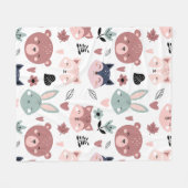 Adorable Woodland Creatures With Hearts Fleecedecke (Vorderseite (Horizontal))