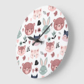 Adorable Woodland Creatures With Hearts Große Wanduhr (Winkel)