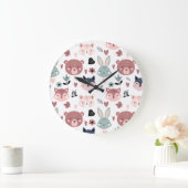 Adorable Woodland Creatures With Hearts Große Wanduhr (Zuhause)