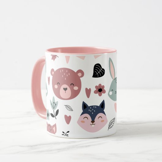 Adorable Woodland Creatures With Hearts Tasse (Vorderseite Links)