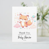 Adorable Woodland Fox Kinderdusche Dankeskarte (Stehend Vorderseite)