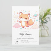 Adorable Woodland Fox Kinderdusche Einladung (Stehend Vorderseite)